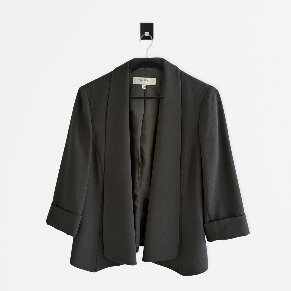 Jones Studio | Black Open-Front Blazer | Shawl Collar | Size 8